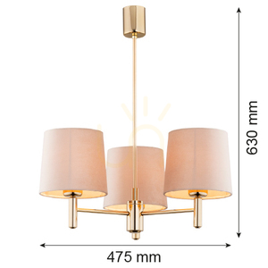 ARGON PONTE PLUS 6109 csillár, bézs velúr és sötét sárgaréz, 3×E27 small 6