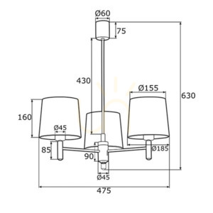 ARGON PONTE PLUS 6109 csillár, bézs velúr és sötét sárgaréz, 3×E27 small 7
