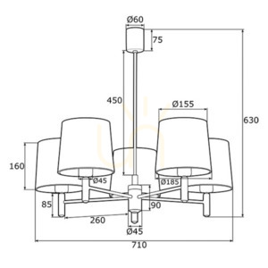 Csillár ARGON Ponte Plus bézs sötét sárgaréz 5x1W E27 2105 small 6
