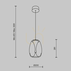 Függőlámpa SPLASH Maytoni MOD282PL-L8G3K1 LED 7W 620 lm 3000K arany átlátszó üveg ø20 cm small 7