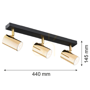 Plafon ARGON Lagos 1474 fekete sárgaréz 3xGU10 IP20 small 2