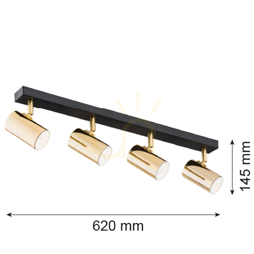 Előnézet Plafon ARGON Lagos 4xGU10 fekete sárgaréz 620 mm 1688 Plafon ARGON Lagos 4xGU10 fekete sárgaréz 620 mm 1688