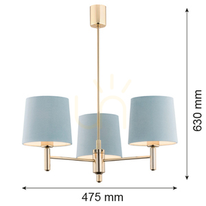 Függőlámpa Argon PONTE 1484 sárgaréz kék bársony E27 3x15W small 2