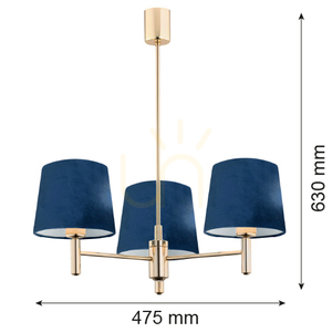 Függőlámpa ARGON PONTE 1485 gránát sötét sárgaréz velúr 3xE27 small 2