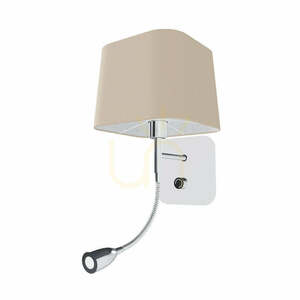 Rendl PERTH R13661 E14 fali lámpa textilernyővel és LED olvasólámpával, bézs/fehér/króm small 6