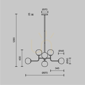 Nikkel Maytoni ERICH MOD221-PL-08-N függőlámpa 8×E14 max. 40 W 97 cm small 4