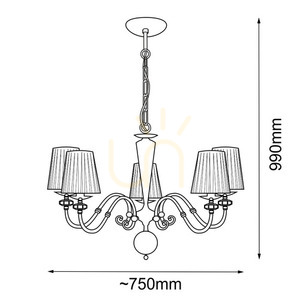 Függőlámpa Antigo Lilosa 5, polírozott sárgaréz, 75 cm, E14, 8679 small 1