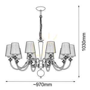 Függőlámpa Antigo Lilosa 10 ágú, polírozott sárgaréz, E14, 97 cm, 8683 small 1