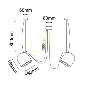Függőlámpa Antigo DOBO 2 fekete acél E14 2 égős 80 cm 9036 small 1