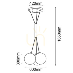 Függőlámpa Antigo iO 3 fekete acél-üveg E27 LED 60 cm 9143 small 1