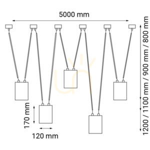 Függőlámpa Antigo VIWIN 5 fekete acél LED ES111 500 cm 9023 small 1