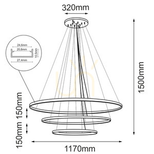 Függőlámpa Antigo Agari Multi 3 fekete LED 117 cm 6 fényforrás 5430 small 1