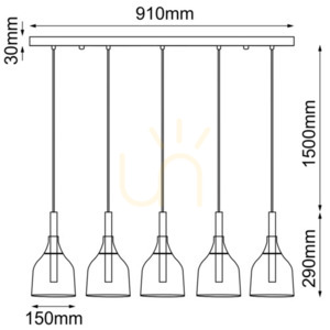 Függőlámpa Antigo Botor 5 fekete átlátszó üveg G9 91 cm 5098 small 1