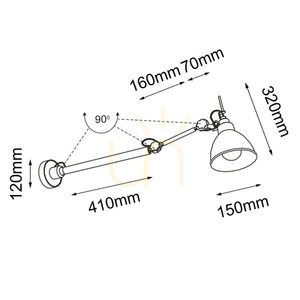 Fali lámpa Antigo Daisen K2 fekete E27 64 cm 4482 small 1