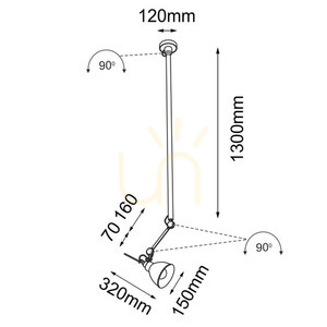 Függőlámpa Antigo Daisen fekete E27 153 cm alumínium acél 5625 small 1