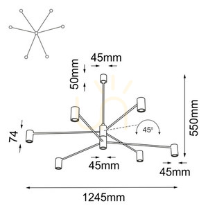 Függőlámpa Antigo Dakata 6 fekete LED MR11 124,5 cm 5638 small 1
