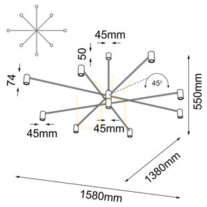 Függőlámpa Antigo Dakata 8 fekete LED MR11 158 cm (5640) small 1