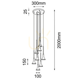 Függőlámpa Antigo Kanzaki 8 LED fekete 30 cm 8533 small 1