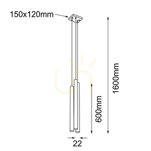 Függőlámpa Antigo Kosame arany alumínium-acél G9 LED 160 cm 5201 small 1