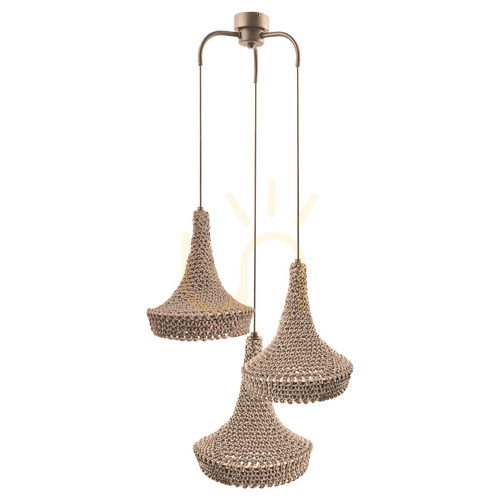 Jelölje be Függőlámpa Antigo Mahaka 3 bézs acél-pamut 50 cm E27 LED 5180
