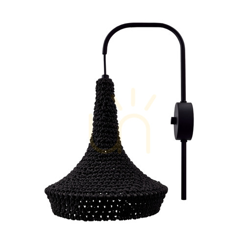 Jelölje be Fali lámpa Antigo Mahaka fekete acél/pamut 39 cm E27 LED 4031