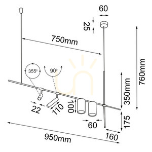 Antigo Namasu 7926 fekete függőlámpa 2× GU10 és 2× G9 foglalattal small 1