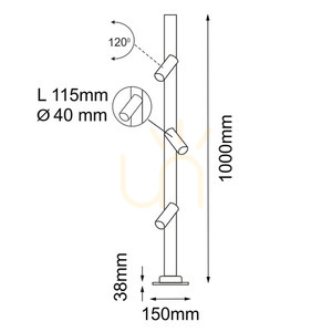 Kültéri állólámpa Antigo Gosen 3 antracit 100 cm 9911 small 1