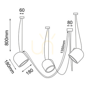 Függőlámpa Antigo DOBO 3 fekete acél E14 80 cm 9037 small 1