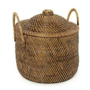 Fonott rattan kosár fogantyúval, BAZAR BIZAR, Colonial Collection, természetes barna small 0