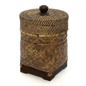 BAZAR BIZAR Bathroom Bin Basket fürdőszobai kosár természetes barna rattan 27×27×36 cm small 0