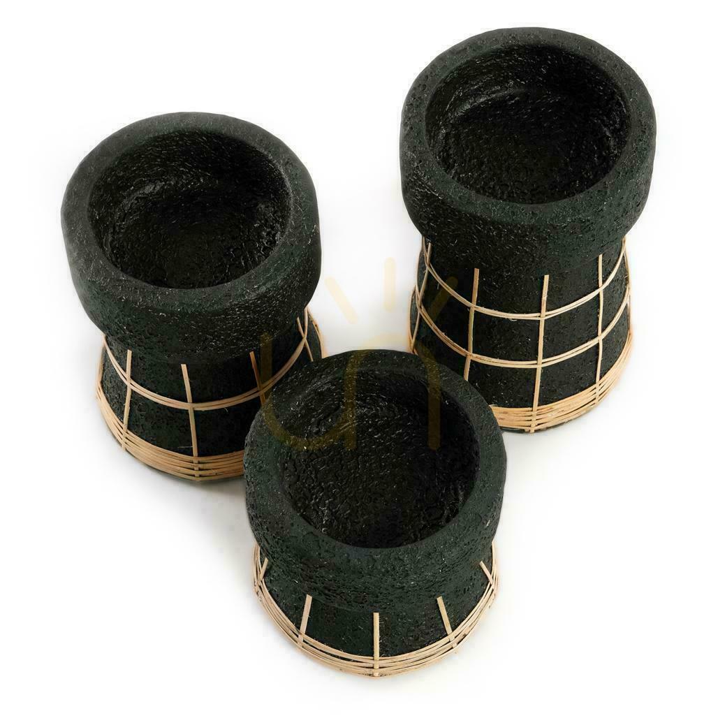 Előadás BAZAR BIZAR Serene terrakotta-rattan gyertyatartó fekete természetes 20 cm BAZAR BIZAR Serene terrakotta-rattan gyertyatartó fekete természetes 20 cm