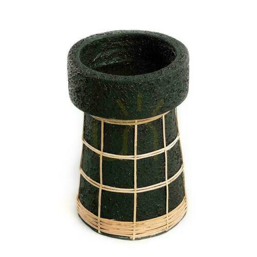 Jelölje be BAZAR BIZAR Serene terrakotta-rattan gyertyatartó fekete természetes 20 cm