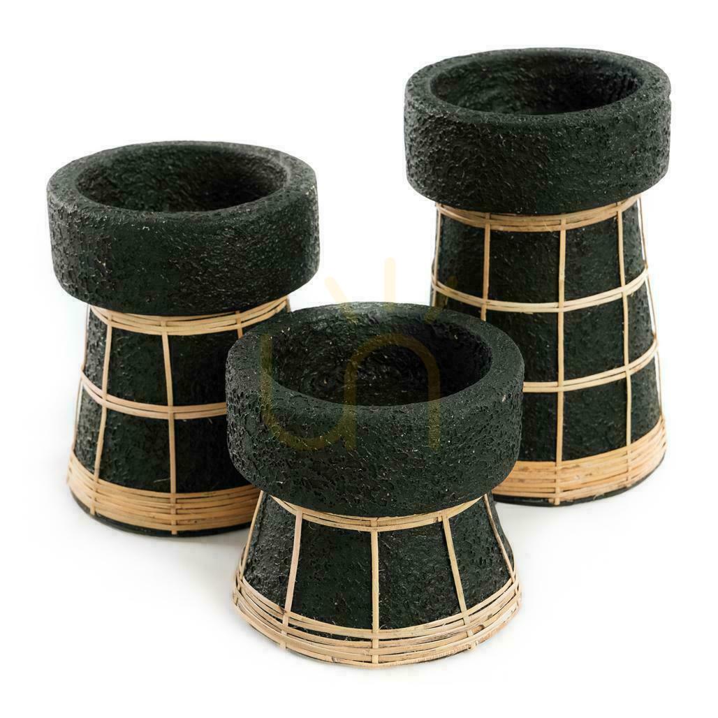 Előnézet Gyertyatartó BAZAR BIZAR terrakotta rattan fekete természetes 16 cm Gyertyatartó BAZAR BIZAR terrakotta rattan fekete természetes 16 cm