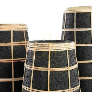 Terrakotta váza BAZAR BIZAR fekete/natúr rattan 22 cm Terracotta Collection small 4
