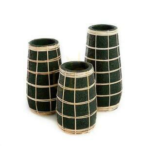 Terrakotta váza BAZAR BIZAR fekete/natúr rattan 22 cm Terracotta Collection small 5