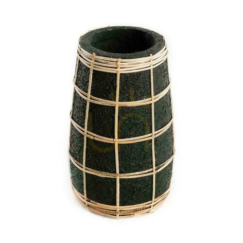 Jelölje be Terrakotta váza BAZAR BIZAR fekete/natúr rattan 22 cm Terracotta Collection