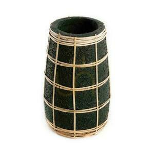 Terrakotta váza BAZAR BIZAR fekete/natúr rattan 22 cm Terracotta Collection small 0