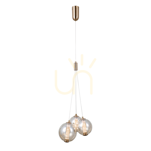 Jelölje be Italux LED függőlámpa 3-ágú amber aranysárga Ø26 cm PND-34359-3-HBR-AMB