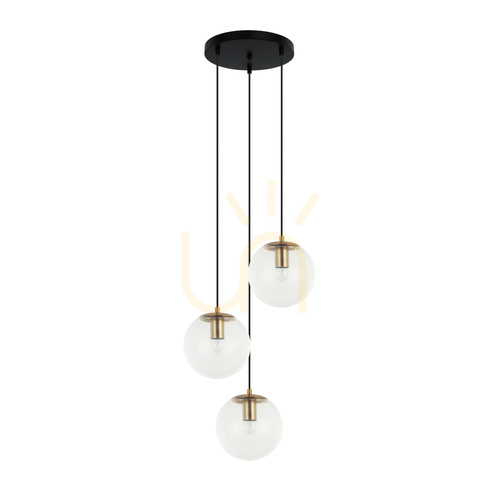 Jelölje be Függőlámpa Italux Sarpo 3 égős E27 sárgaréz üveg 40 cm PND-58867-3S-BK-BRO