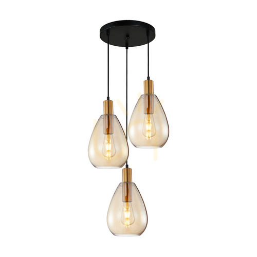 Jelölje be Függőlámpa Italux Zulo 3xE27 LED sárgaréz-amber PND-27812-3A-BRO-AMB