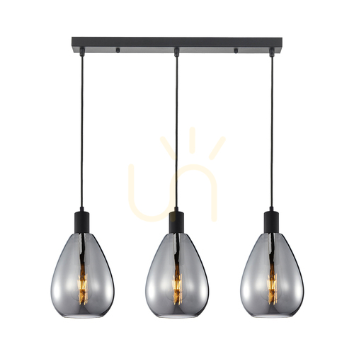 Jelölje be Italux fekete füstszínű 3 pontos E27 LED függőlámpa PND-27812-3-BK-SG