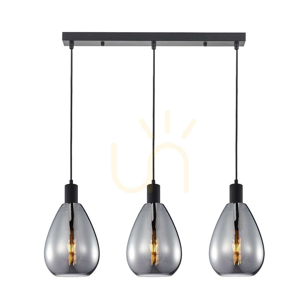 Jelölje be Italux fekete füstszínű 3 pontos E27 LED függőlámpa PND-27812-3-BK-SG Italux fekete füstszínű 3 pontos E27 LED függőlámpa PND-27812-3-BK-SG