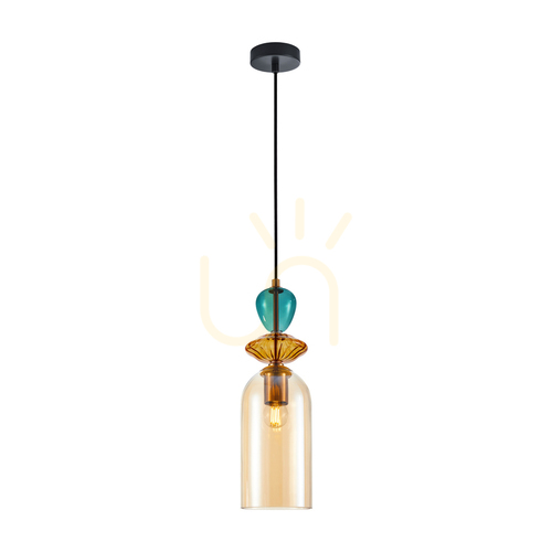 Jelölje be Italux Busco E27 függőlámpa aranysárga üveg 12 cm PND-30263-1C-BRO-AMB