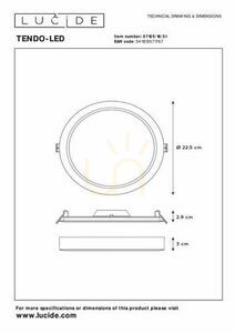Plafon Lucide TENDO-LED fehér 22 cm LED 18W alumínium 3000K 1340 lm 07105/18/31 small 9