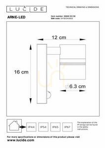Lucide ARNE-LED IR fekete kültéri fali lámpa mozgásérzékelővel, LED GU10 5 W, IP44, 14866/05/30 small 3
