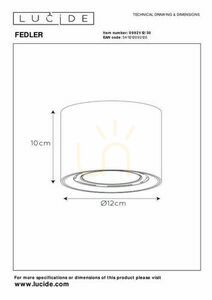 LED mennyezeti lámpa Lucide FEDLER fekete GU10 12 cm 12 W small 5