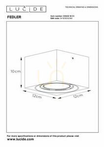 LED mennyezeti lámpa Lucide FEDLER fehér alumínium GU10 dimmelhető 12W 09922/12/31 small 5