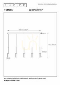 Függőlámpa Lucide TUBULE fekete alumínium 5x7W 2700K LED 101 cm 24401/35/30 small 8