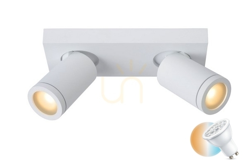 Jelölje be Plafon Lucide Taylor fehér alumínium GU10 IP44 LED 2x5W CCT 24 cm