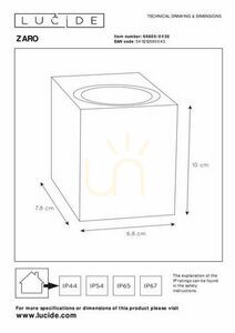 Kültéri fali lámpa Lucide ZARO fekete alumínium IP44 LED GU10 69800/01/30 small 3